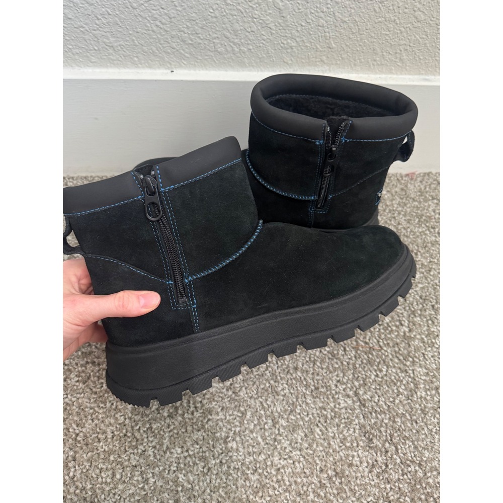 Koolaburra by UGG Mini Hybrid Booties Black Women's Size 9 Fur Lined Lug Sole